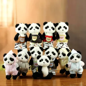 Cute Panda Plush Keychain Jointed Bear Toy Bag Charm Small Stuffed Animal Doll With Hooded Sweatshirt And Shoes For Kids Gift
