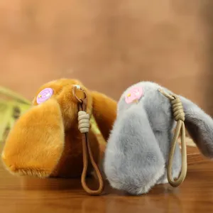 Lindo conejo de peluche llavero suave muñeca de conejo colgante bolsa juguete regalo