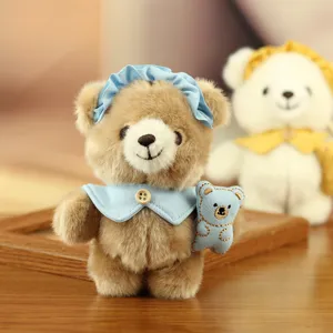 Schattige bruine teddybeer pluche tas hanger zachte kawaii pop sleutelhanger leuk.