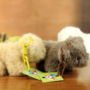 Cute plush bear keychain toy, soft furry animal doll pendant for bags, cute accessory.