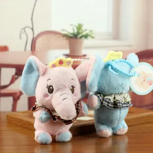 Süßer Plüsch Elefant Anhänger mit Schleife, weiches Stofftier für Taschen und Schlüssel.