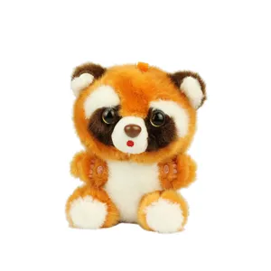 Cute red panda raccoon plush toy pendant, soft stuffed animal doll bag charm for girls and gifts.