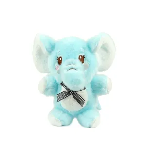 Cute blue plush elephant plushie keychain charm stuffed animal toy for bag decoration
