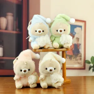 Cute Pajama Hat Bear Plush Toy Keychain For Women Bags Backpack Charms Cartoon Animal Teddy Bear Stuffed Doll Pendant Key Ring