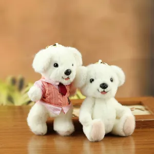 Lindo llavero de cachorro de peluche con ropa, colgante de bolso de peluche suave para regalo.