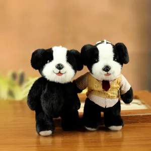 Llavero de felpa de cachorro articulado lindo, colgante de bolsa de animal de peluche suave.