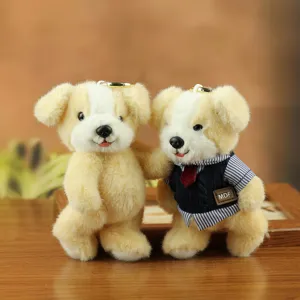 Lindo llavero de perro de peluche, colgante de bolsa de animal relleno suave.
