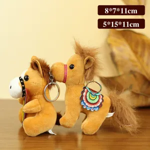 Simpatico peluche cavallo portachiavi soffice animale imbottito borsa ciondolo capodanno