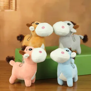 Simpatico portachiavi in peluche di mucca cartone animato, ciondolo borsa bambola.