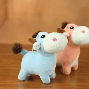 Simpatico portachiavi mucca di peluche morbida bambola cartone animato ciondolo borsa.