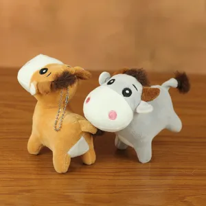 Simpatico portachiavi in peluche mucca morbida bambola cartone animato ciondolo borsa