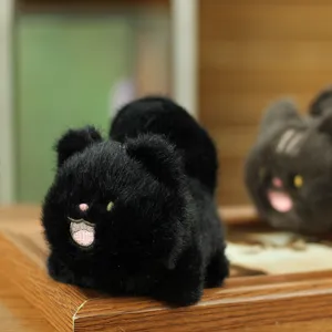 Black cat plush toy keychain fluffy charm cute animal bag pendant for kids birthday gift plushie