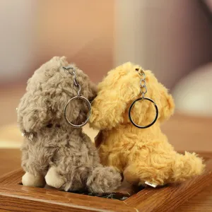 Cute plush toy poodle keychains, fluffy couple puppy hanging ornaments for bags and keys.