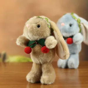 Süßes Kirsche Hase Plüschtier Schultasche Anhänger flauschig Kaninchen Puppe Schlüsselanhänger