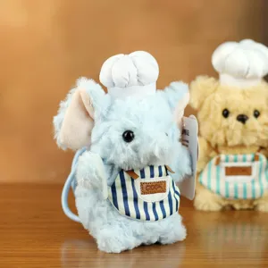 Süßer Koch Elefant Plüschtier Anhänger mit Mütze und Schürze, weiche Kuscheltier Puppe.