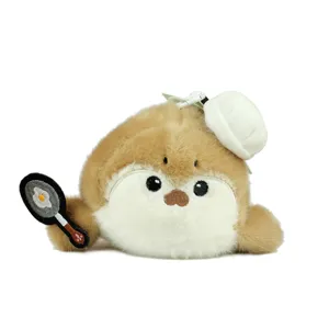 Cute little chef otter plush pendant toy fluffy bag hanging ornament keychain doll main