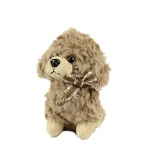 Cute brown poodle plush toy keychain, soft stuffed puppy doll bag pendant for girls and couples.