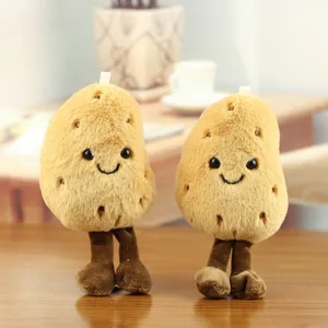 Cute Potato Plush Keychain Vegetable Pendant With Legs Embroidered Smile Face Soft Stuffed Animal Toy For Bag Backpack Gift
