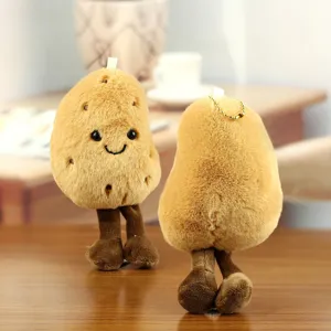 Cute potato plush toy keychain, funny doll bag charm, soft stuffed vegetable pendant accessory.