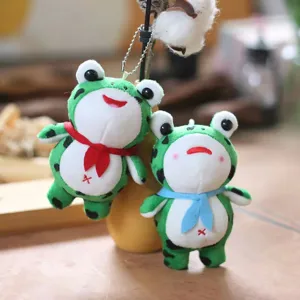 Lindo rana de peluche dibujos animados llavero bolso suave colgante muñeca juguete