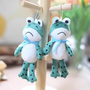 Llavero de peluche de rana de patas largas, lindo colgante de bolso de animal de peluche.