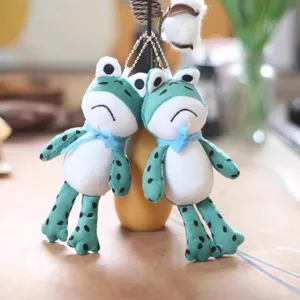 Lindo llavero de rana de felpa pata larga juguete de peluche colgante de bolso de dibujos