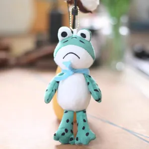 Lindo colgante de felpa de rana de piernas largas muñeca de dibujos animados llavero