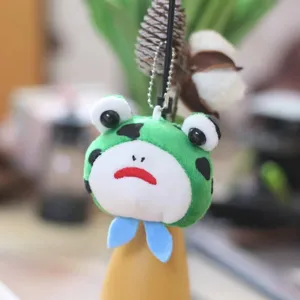 Lindo llavero de peluche de rana verde colgante de bolsa muñeco de dibujos animados juguete suave