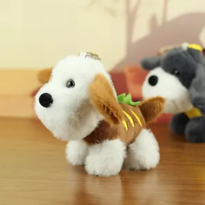 Simatico cucciolo pane francese peluche portachiavi ciondolo, morbido peluche borsa ciondolo giocattolo.