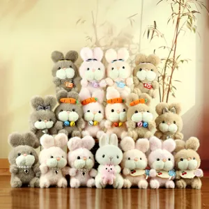 Porte-clés Lapin en Peluche Douce Pendentif Sac de Lapin Poupée d'animal en Peluche Accessoire pour Sac à Dos Sac d'école Cadeau de Filles