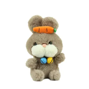 Mignon lapin en peluche jouet pendentif avec carotte, adorable porte-clés pour sac à dos.