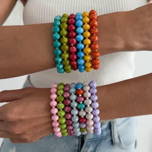 Buntes Perlenarmband Set für Damen Sommer Strand lässig mehrlagig Modeschmuck Geschenk