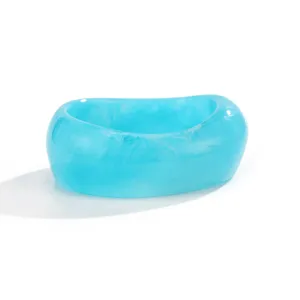 Bracciale rigido ondulato in resina blu gioiello alla moda per donna elegante chic