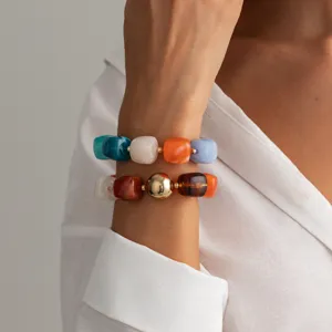 Bracciale di perle in resina colorata da donna moda estetica gioiello da polso chic bello