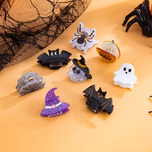 Halloween mini haarspelden set, gotische spook pompoen vleermuis haarclips voor vrouwen.