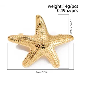 Gold starfish hair clip beach style metal barrette fashion hair accessories 7x6cm