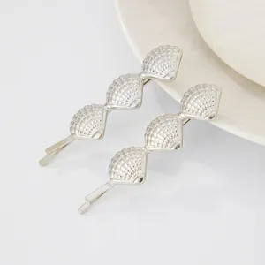 Silver seashell bobby pins elegant marine style metal hair clips for women beach accessories