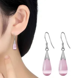 Minimalist Elegant Waterdrop Hook Earrings For Women Copper Artificial Stone Electroplated Dainty Dangle Earrings Jewelry Gift