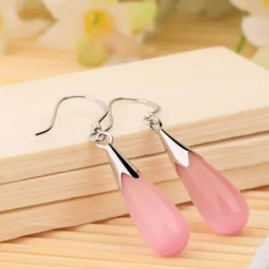 Simple exquisite teardrop earrings for women ins style niche design pink ear hooks accessory