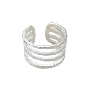 Silver multi-layer wide open ring minimalist cold style adjustable finger jewelry for women