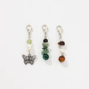 Joli ensemble de porte-clés papillon en pierre de métal d'alliage élégant et chic.