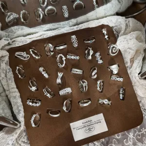 Korean style vintage twisted geometric silver ring set for women stacking fashion jewelry
