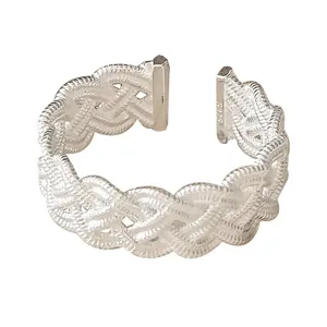 Korean style braided open ring for women minimalist geometric stackable silver finger jewelry