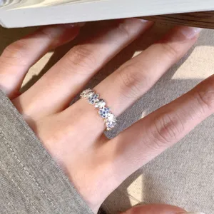 Korean style cute bear zircon ring stackable open ring fashion jewelry for women daily wear