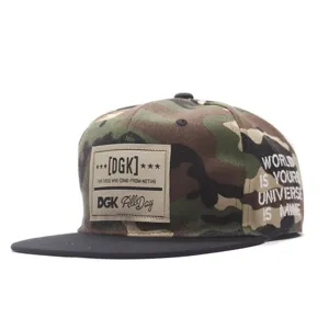 Unisex Streetwear Hiphop Flat Brim Baseball Cap Cotton Blend Camouflage Black Embroidered Letters Snapback Hat Sun Protection