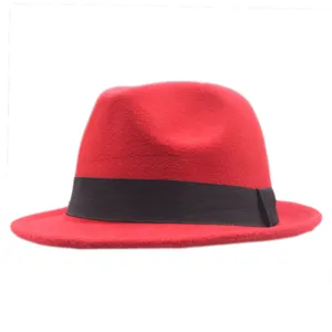 Sombrero Fedora de Lana Estilo Británico Vintage para Mujeres Hombres Lazo Ala Ancha Sombrero Jazz Sombrero de Fieltro Casual para Fiesta