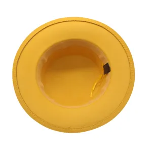 Classic yellow wool flat brim fedora hat for women stylish autumn winter fashion solid top hat