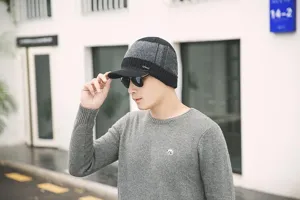Gorro de Invierno para Hombre Gorra con Visiera Tejido Forrado Grueso Caliente Moda