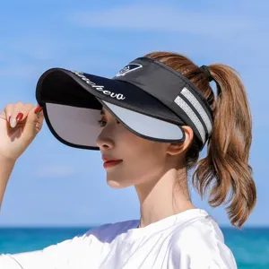 Summer women sun visor hat outdoor anti-uv retractable wide brim empty top cap sports golf hat