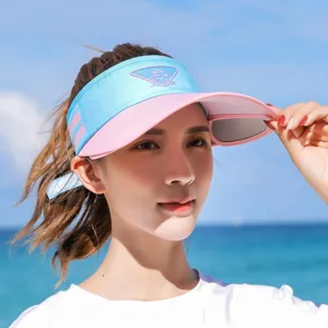 Summer outdoor sun protection visor hat with retractable brim for women stylish and functional.